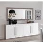 Voir la diapositive 1 : Buffet moderne laqué blanc brillant décor bêton marbré 4 portes TORINO