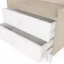 HOMIFAB Table de chevet 2 tiroirs blanc et effet bois 53 cm - Aurelia