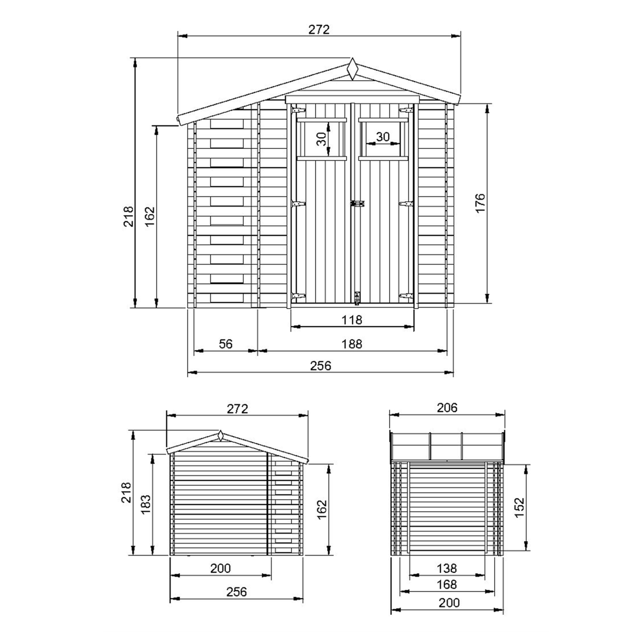 Voir la diapositive 6 : TIMBELA Abri de jardin en bois et range bûches extérieur - 206x272xh218 cm/3,53 + 0,97 m2 m386