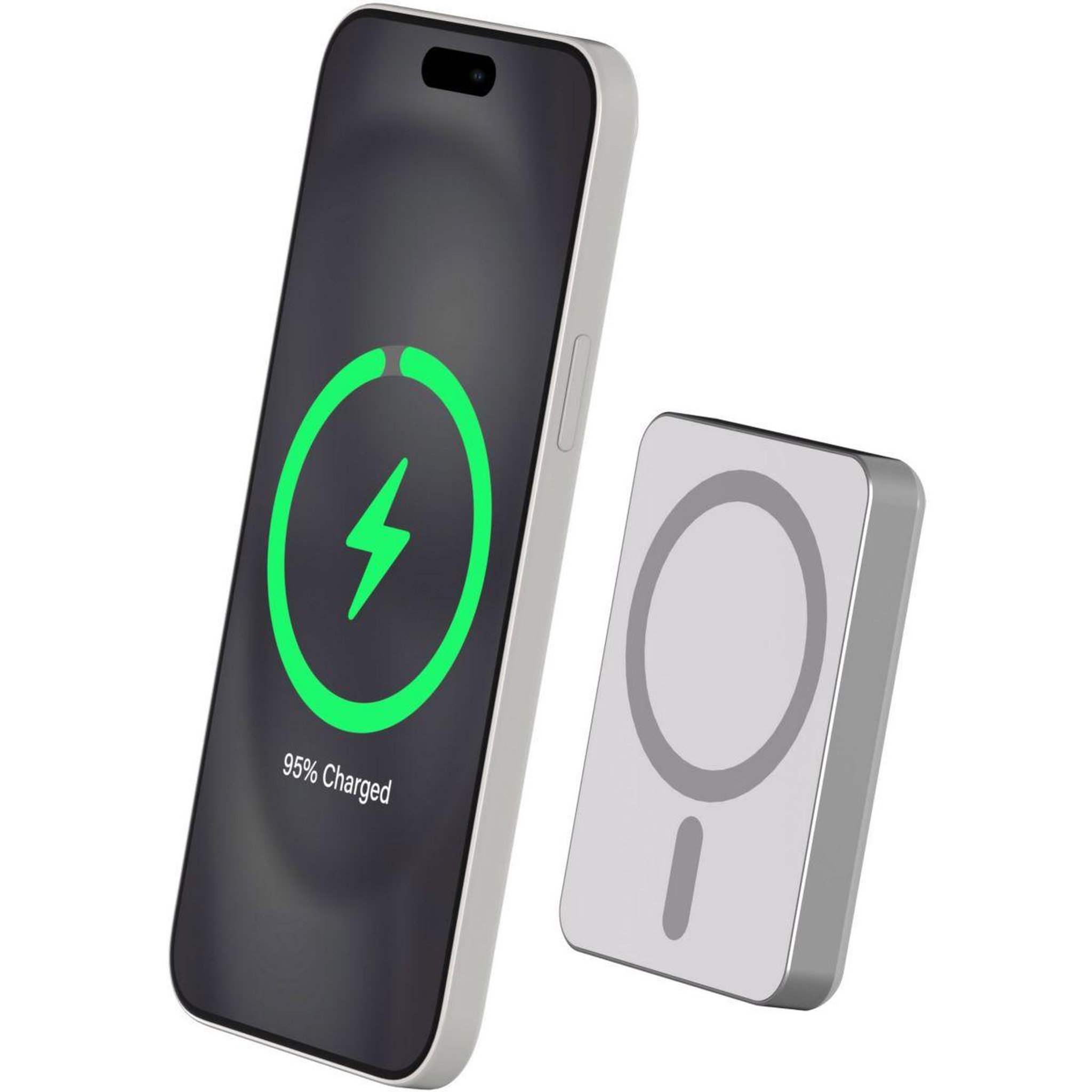 Voir la diapositive 4 : FORCE POWER Batterie externe 5000mah magsafe 15w argent