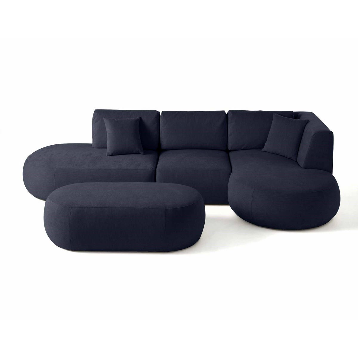 LISA DESIGN Santorini - canapé modulable d'angle droit + pouf - 5 places - en tissu texturé