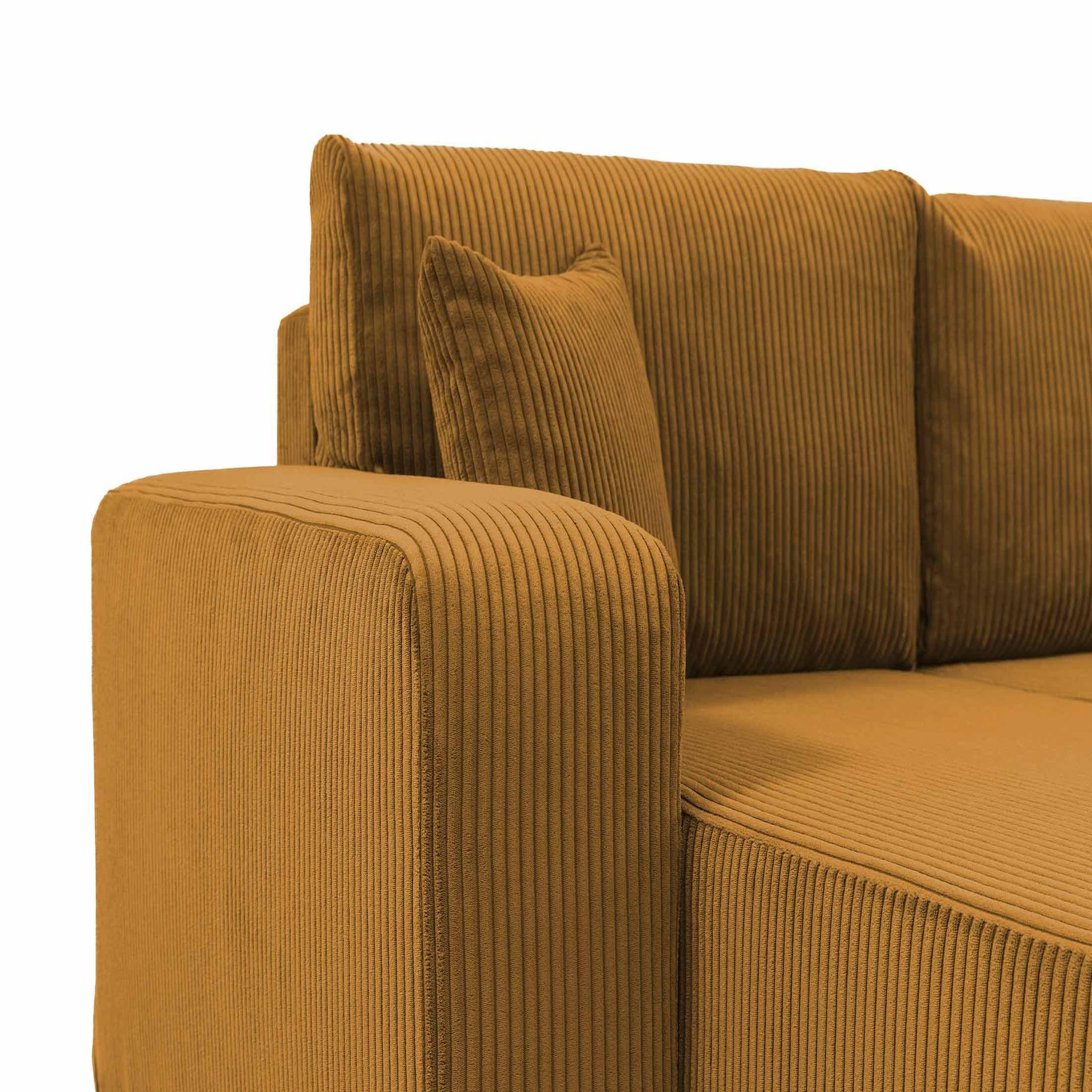 Voir la diapositive 4 : BEST MOBILIER Artemisa - canapé d'angle réversible 4 places - convertible avec coffre - en velours côtelé