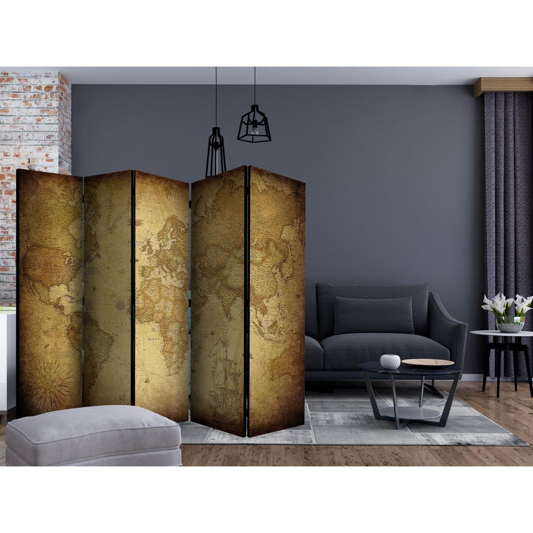 Voir la diapositive 2 : Paris Prix Paravent 5 volets  old map  172x225cm