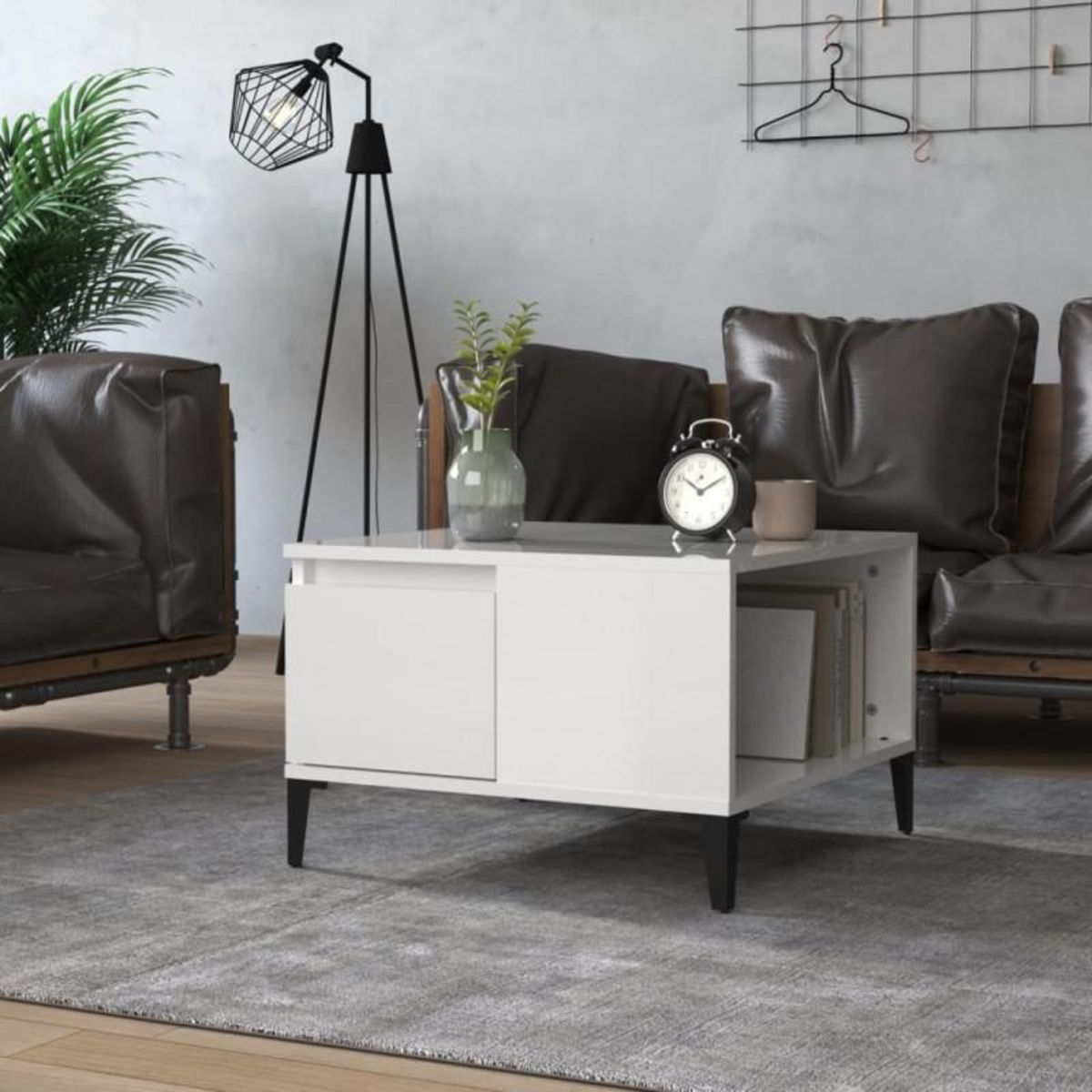 VIDAXL Table basse blanc brillant 55x55x36,5 cm bois d ingénierie