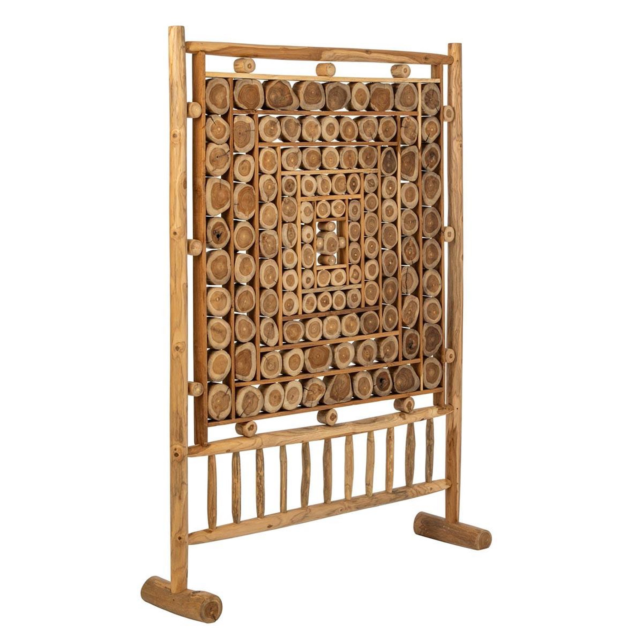 J-LINE Paravent Rondins en Bois  Amaury  180cm Naturel