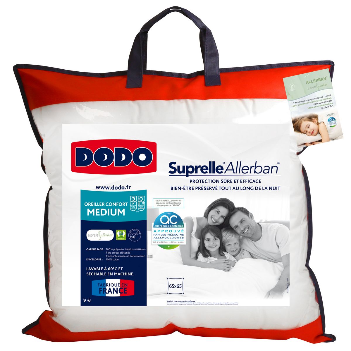 DODO Oreiller medium anti-acarien SUPRELLE
