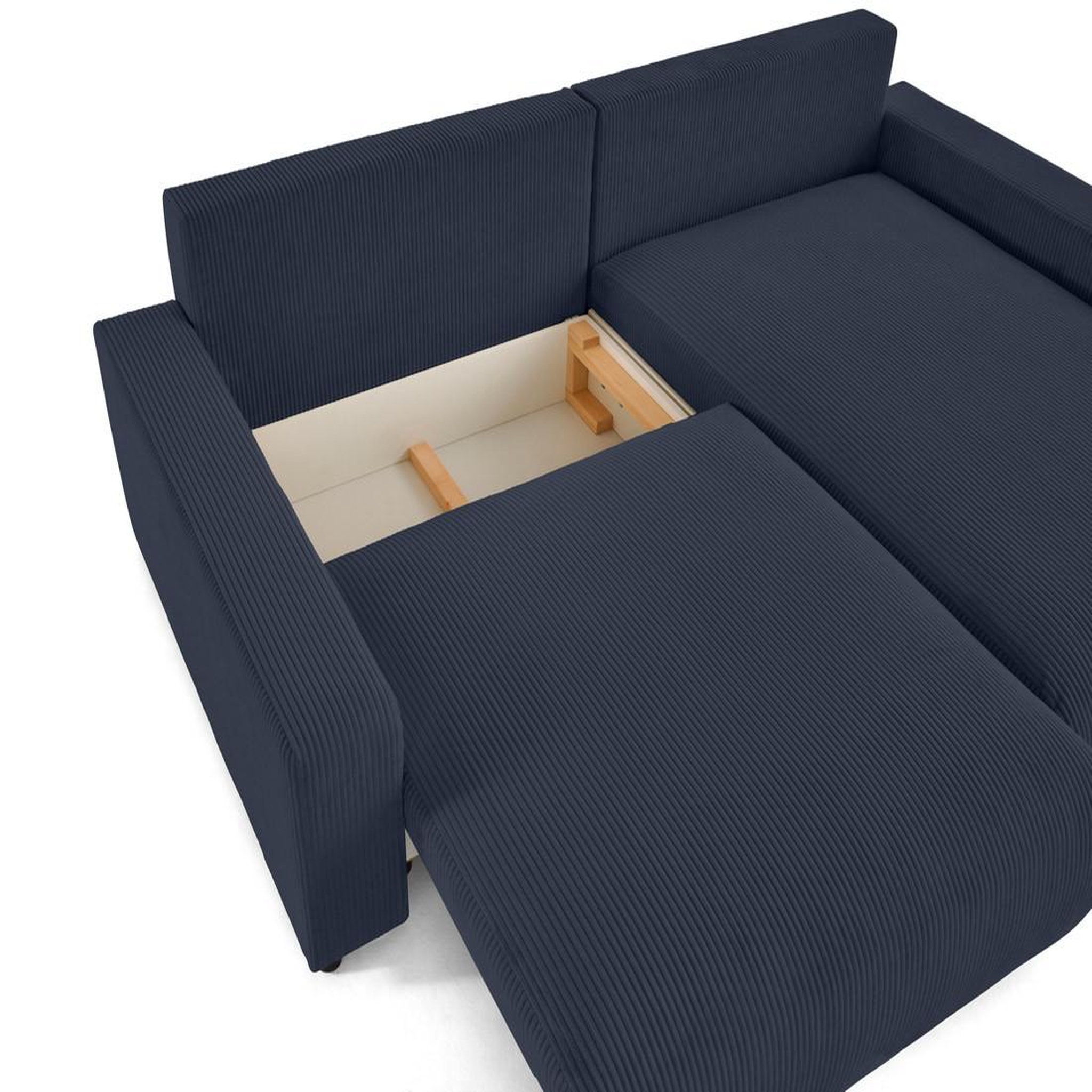 Voir la diapositive 3 : LISA DESIGN Pivoine - canapé d'angle 4 places réversible convertible avec 2 coffres en velours côtelé