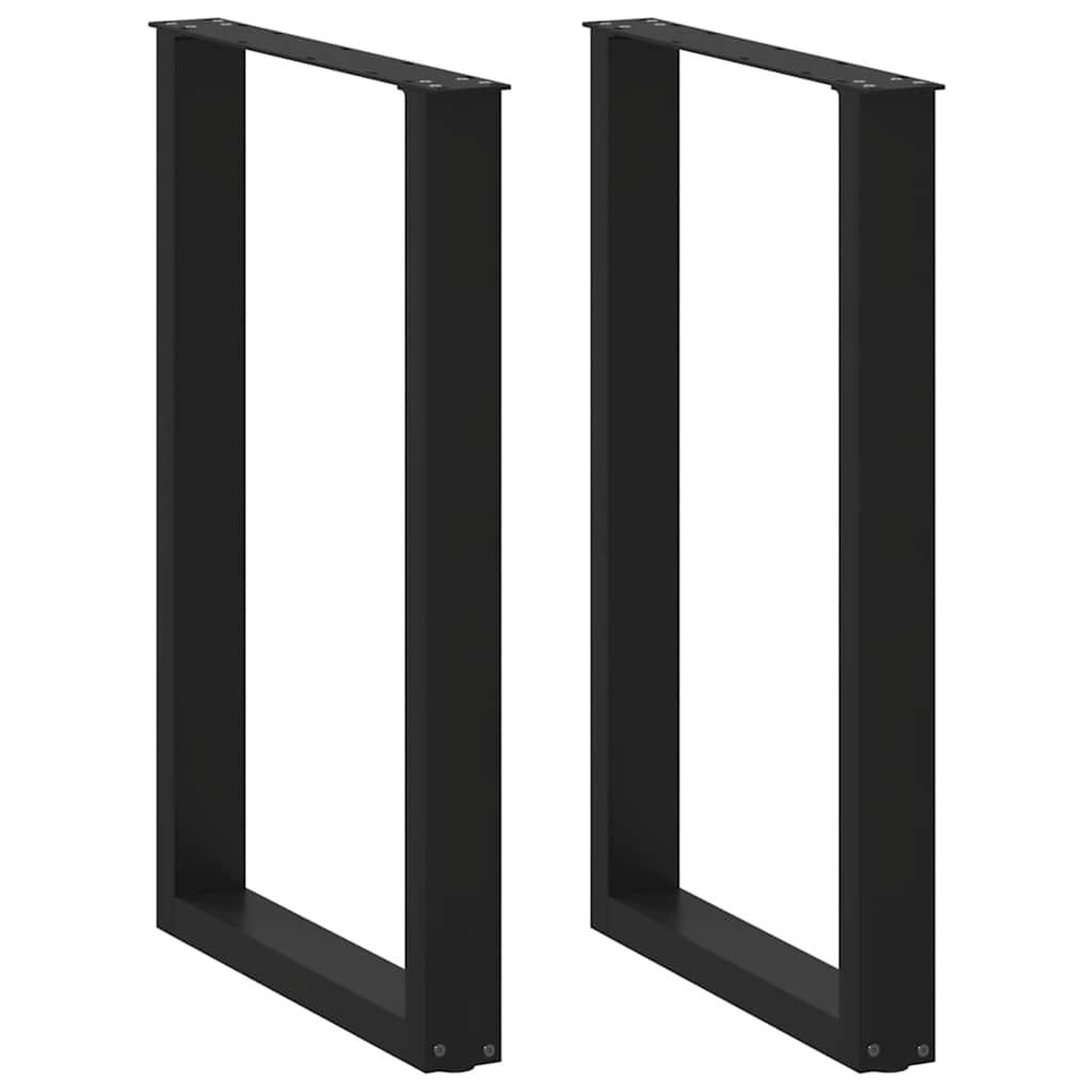 VIDAXL Pieds de table basse forme de U 2 pcs noir 60x(90-91) cm acier