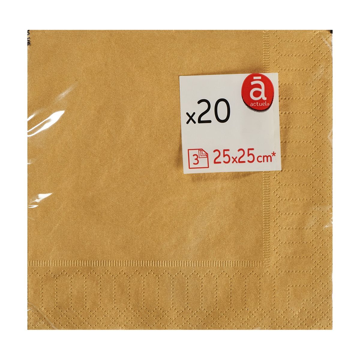 ACTUEL Serviettes en papier 25x25cm or x20 20 pièces
