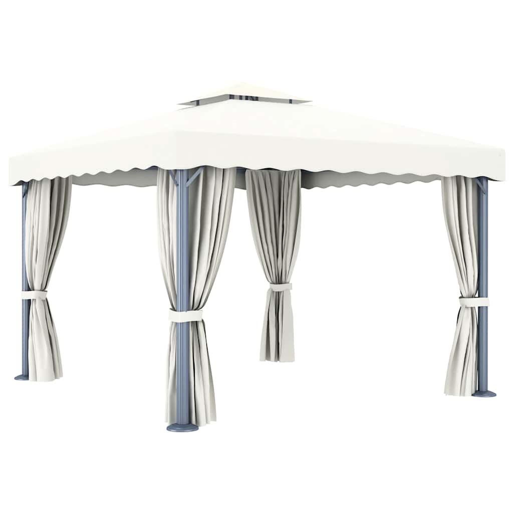 Voir la diapositive 4 : VIDAXL Tonnelle et rideau et guirlande lumineuse LED 3x3 m Blanc creme