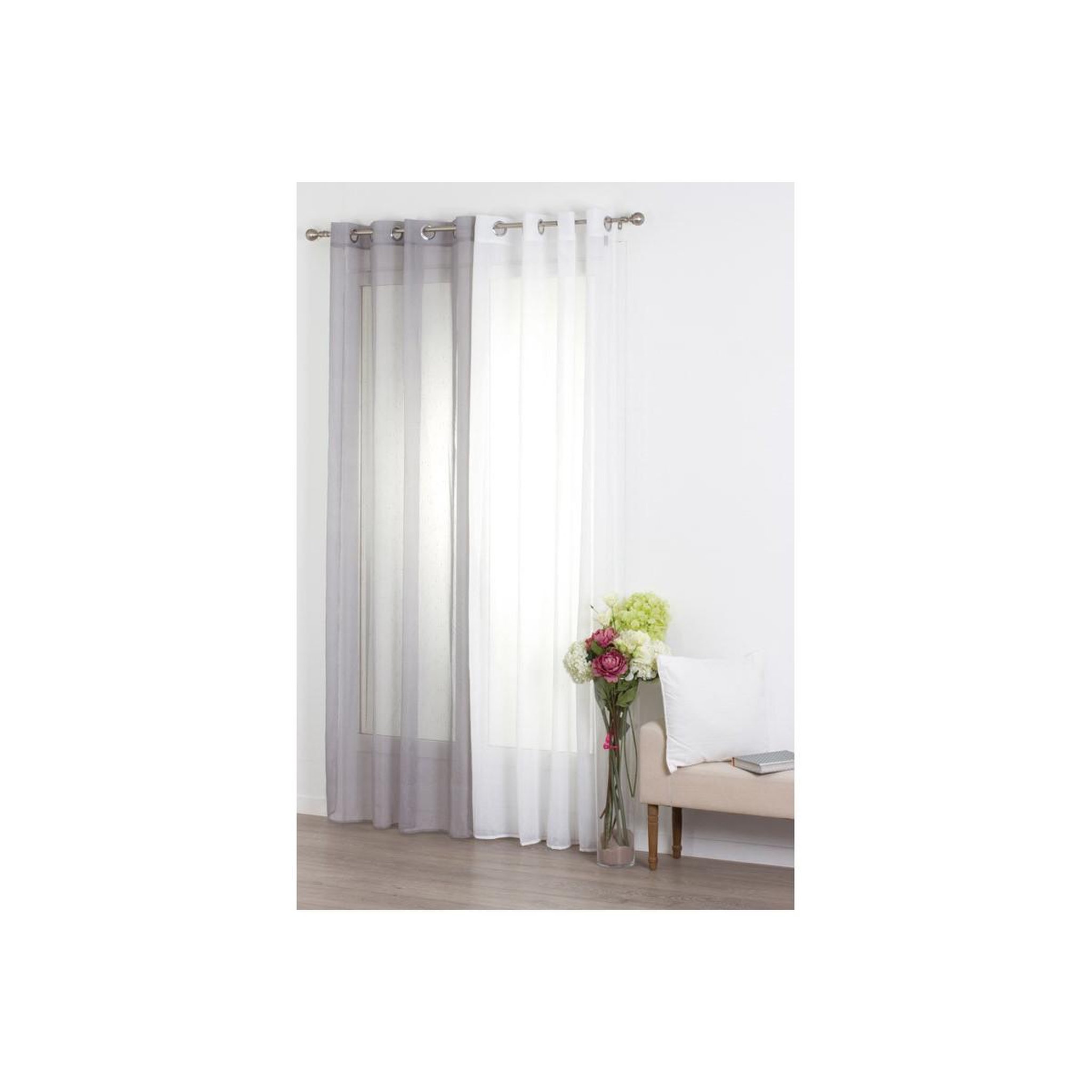 Voir la diapositive 4 : ATMOSPHERA Rideau voilage  rayure  140x240cm blanc