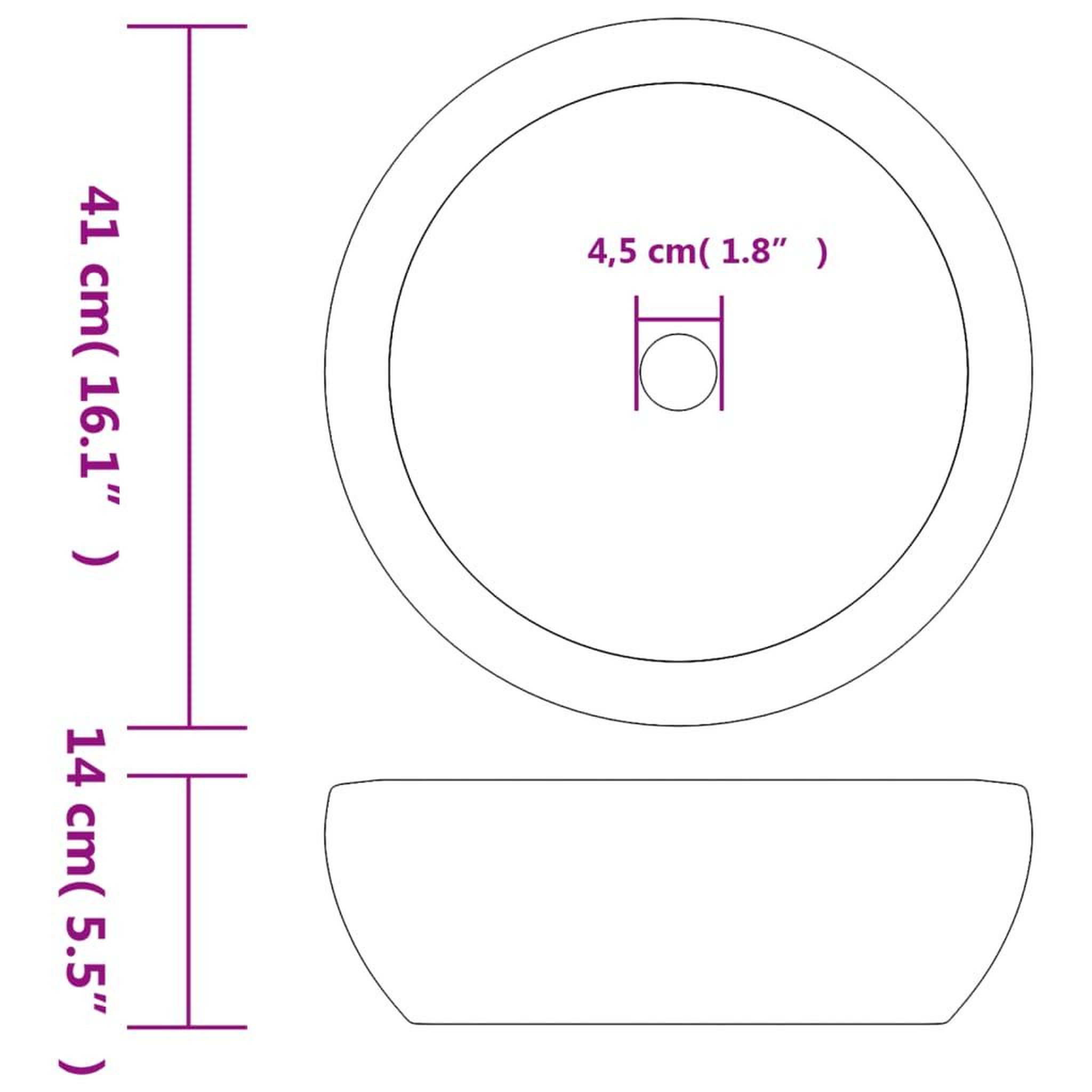 Voir la diapositive 6 : VIDAXL Vasque a poser gris rond Φ41x14 cm ceramique