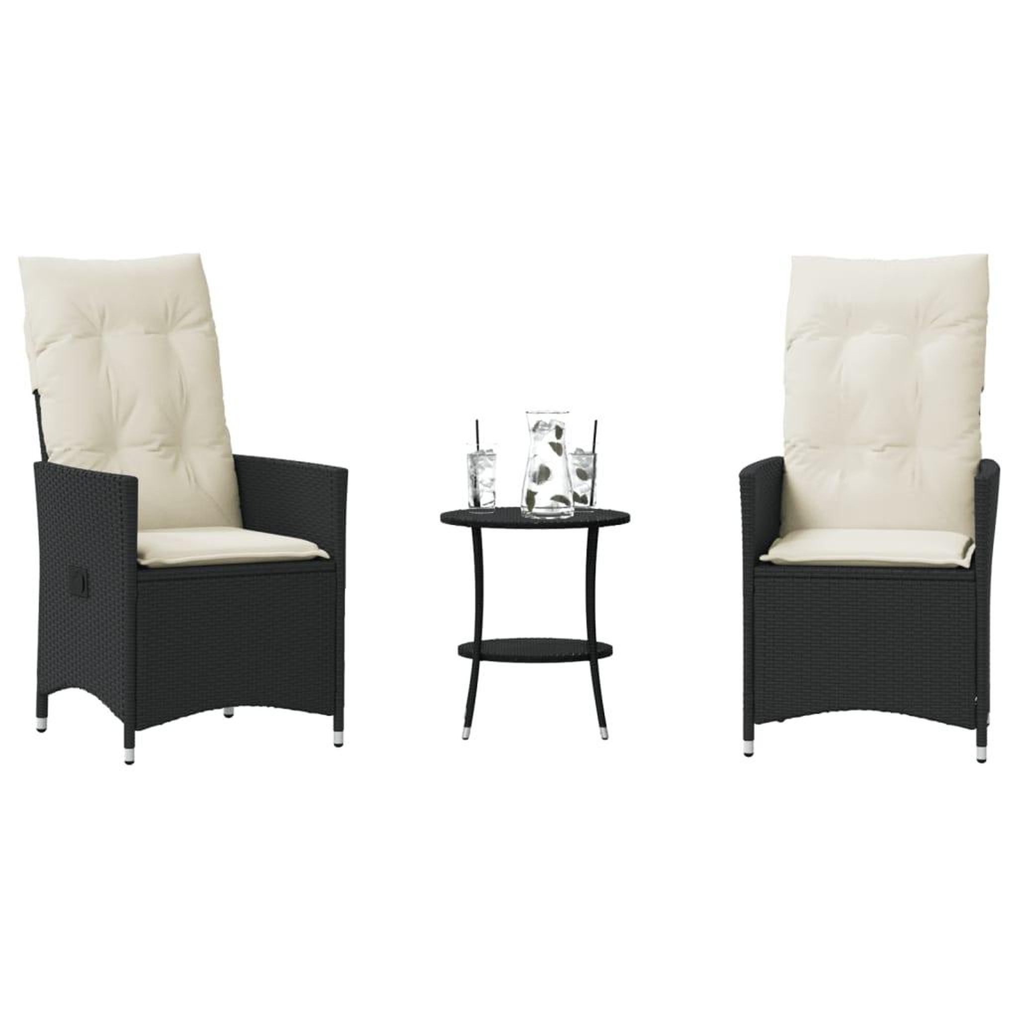 Voir la diapositive 1 : VIDAXL Ensemble de bistro 3 pcs avec coussins noir resine tressee