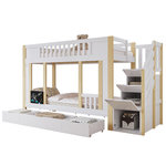 MERAX Lit superposé 90x200 cm coloris blanc+naturel pin