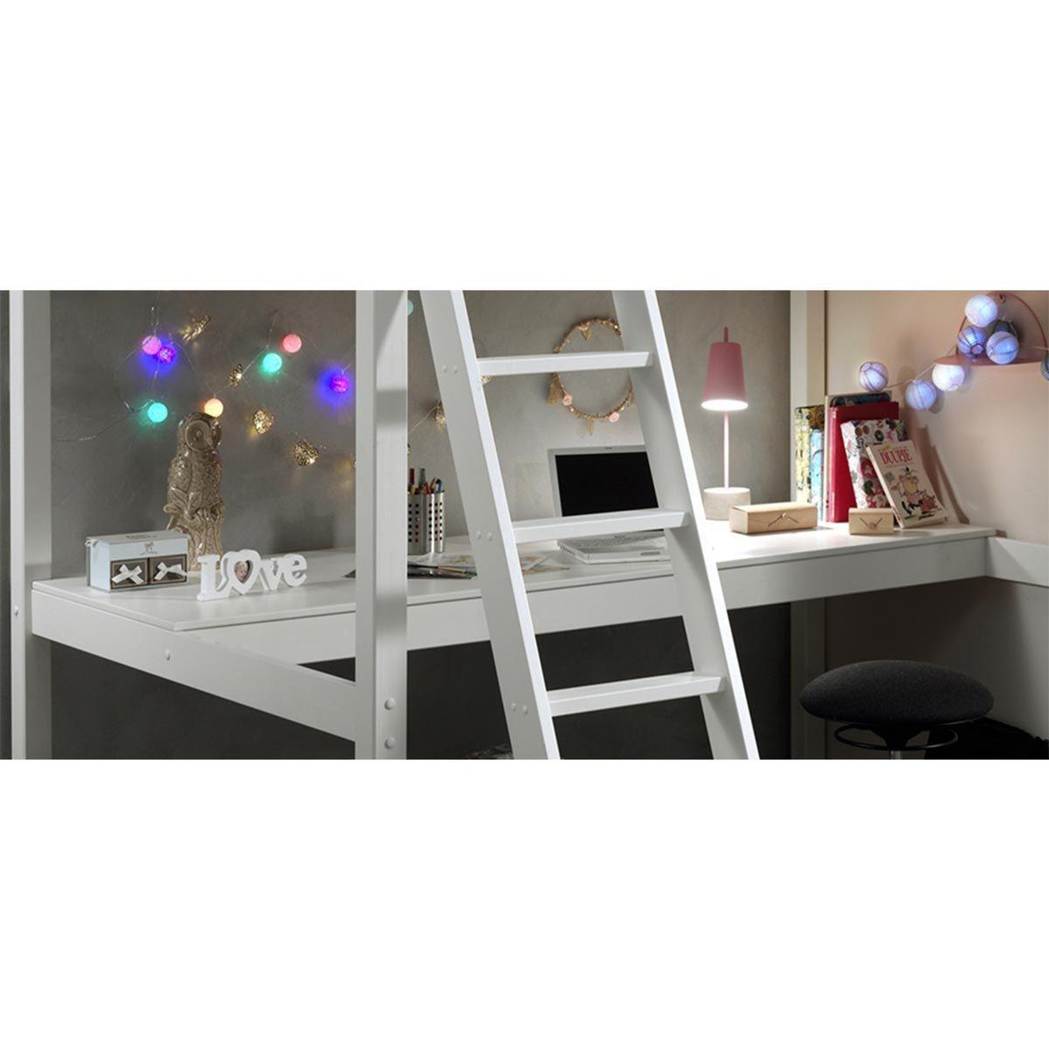 Voir la diapositive 2 : Paris Prix Plan de travail pour lit mezzanine  pino  69x205cm blanc