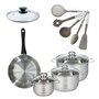 Voir la diapositive 1 : Fackelmann Lot 1 Poêle 24cm et 3 Faitouts 16/20/24cm Fackelmann Généva avec 5 ustensiles