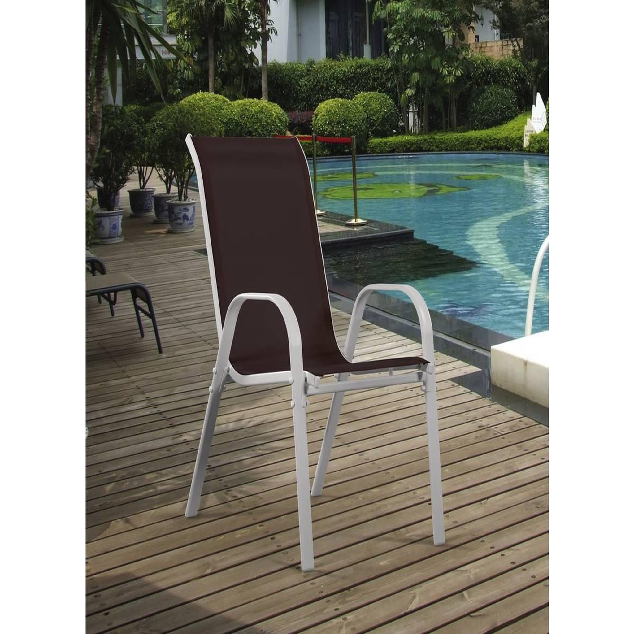 Voir la diapositive 3 : Habitat et Jardin Fauteuil jardin Textilène  Cordoba  - Phoenix - Taupe - Lot de 4