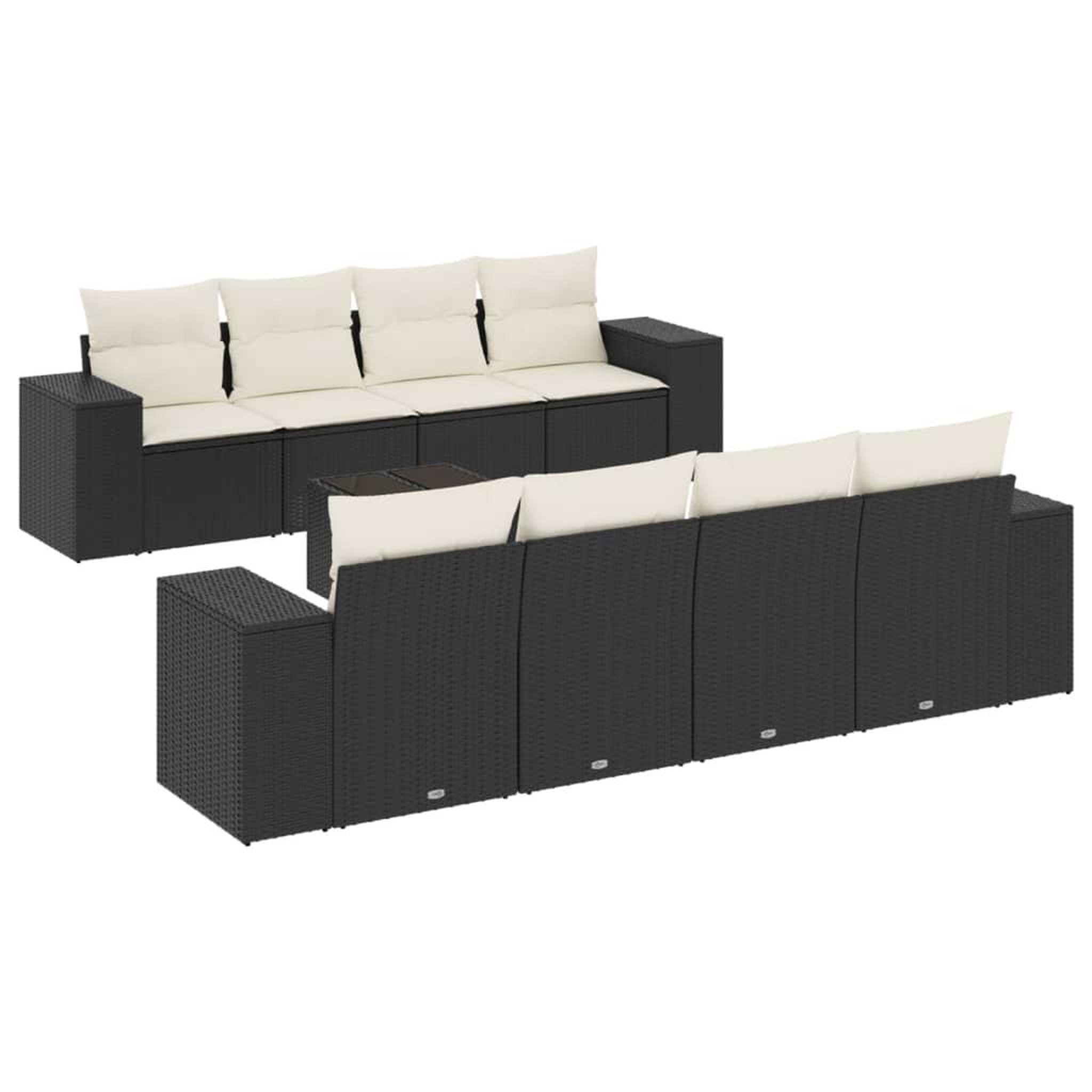 Voir la diapositive 2 : VIDAXL Salon de jardin 9 pcs avec coussins noir resine tressee