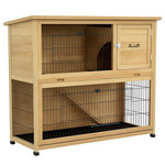 PAWHUT Clapier à lapin 2 étages 3 portes verrouillables bois pré-huilé