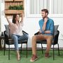 Voir la diapositive 2 : OUTSUNNY Lot de 2 fauteuils de jardin métal corde PE avec coussins