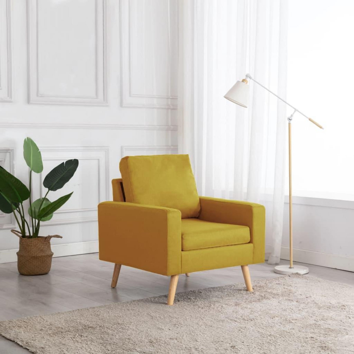 VIDAXL Fauteuil jaune tissu