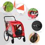 Voir la diapositive 6 : PAWHUT Remorque vélo jogger 2 en 1 pour animaux drapeau roue avant pivotante réflecteurs rouge gris