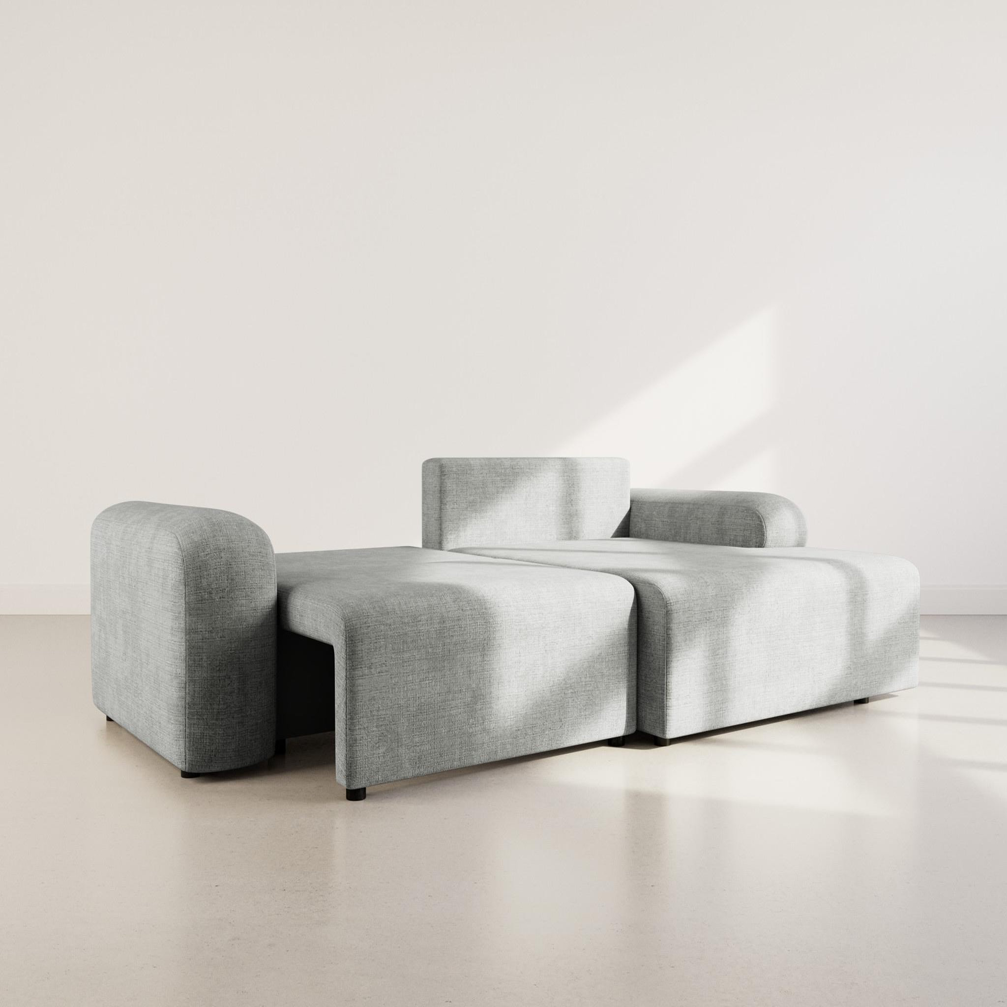 Voir la diapositive 2 : BEST MOBILIER Rebecca - canapé d'angle droit 4 places convertible avec coffre en velours texturé