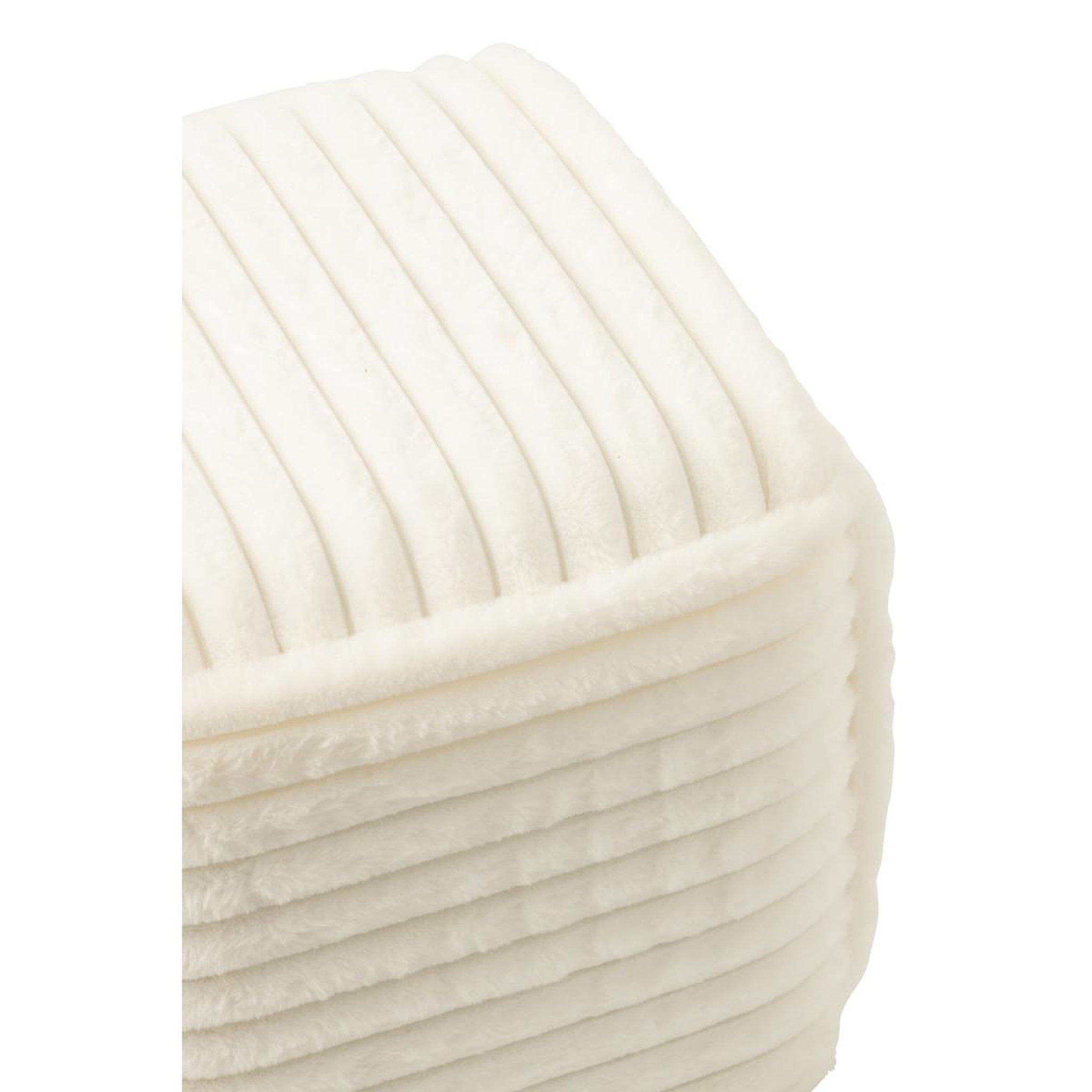 Voir la diapositive 5 : J-LINE Pouf carré côtelé  nuage  45cm blanc