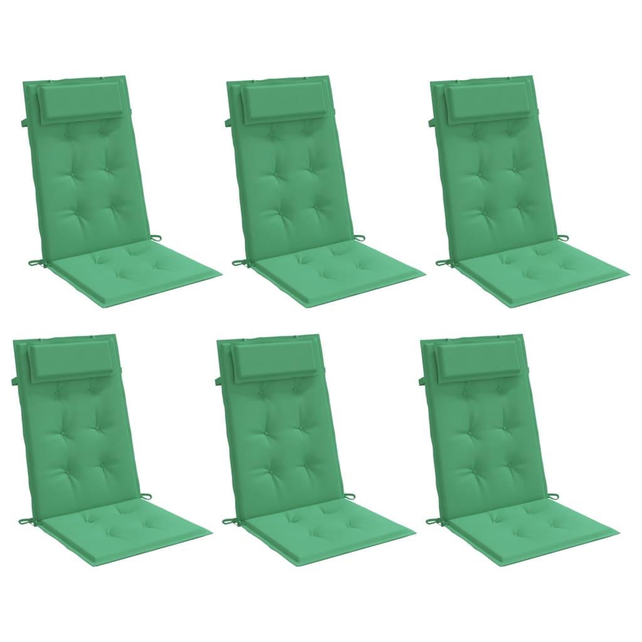 Voir la diapositive 3 : VIDAXL Coussins de chaise a dossier haut lot de 6 vert tissu oxford