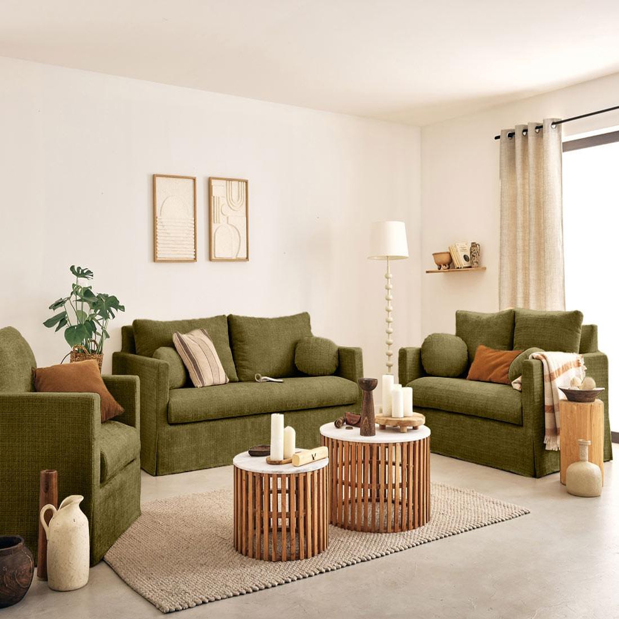 Voir la diapositive 4 : LISA DESIGN Serena - canapé droit déhoussable 3 places en velours texturé