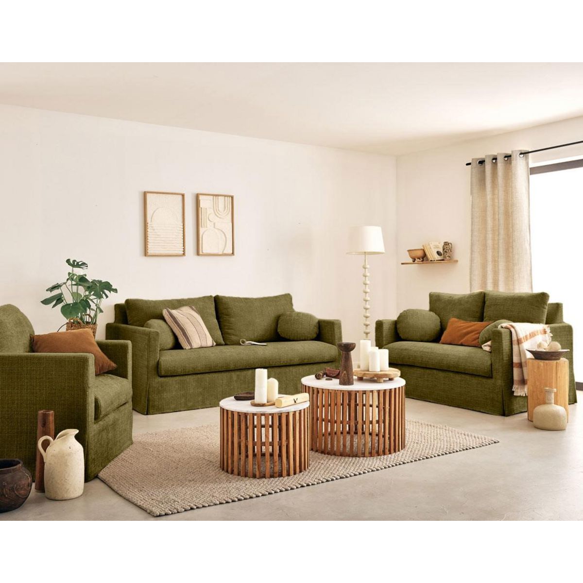 LISA DESIGN Serena - canapé droit déhoussable 3 places en velours texturé