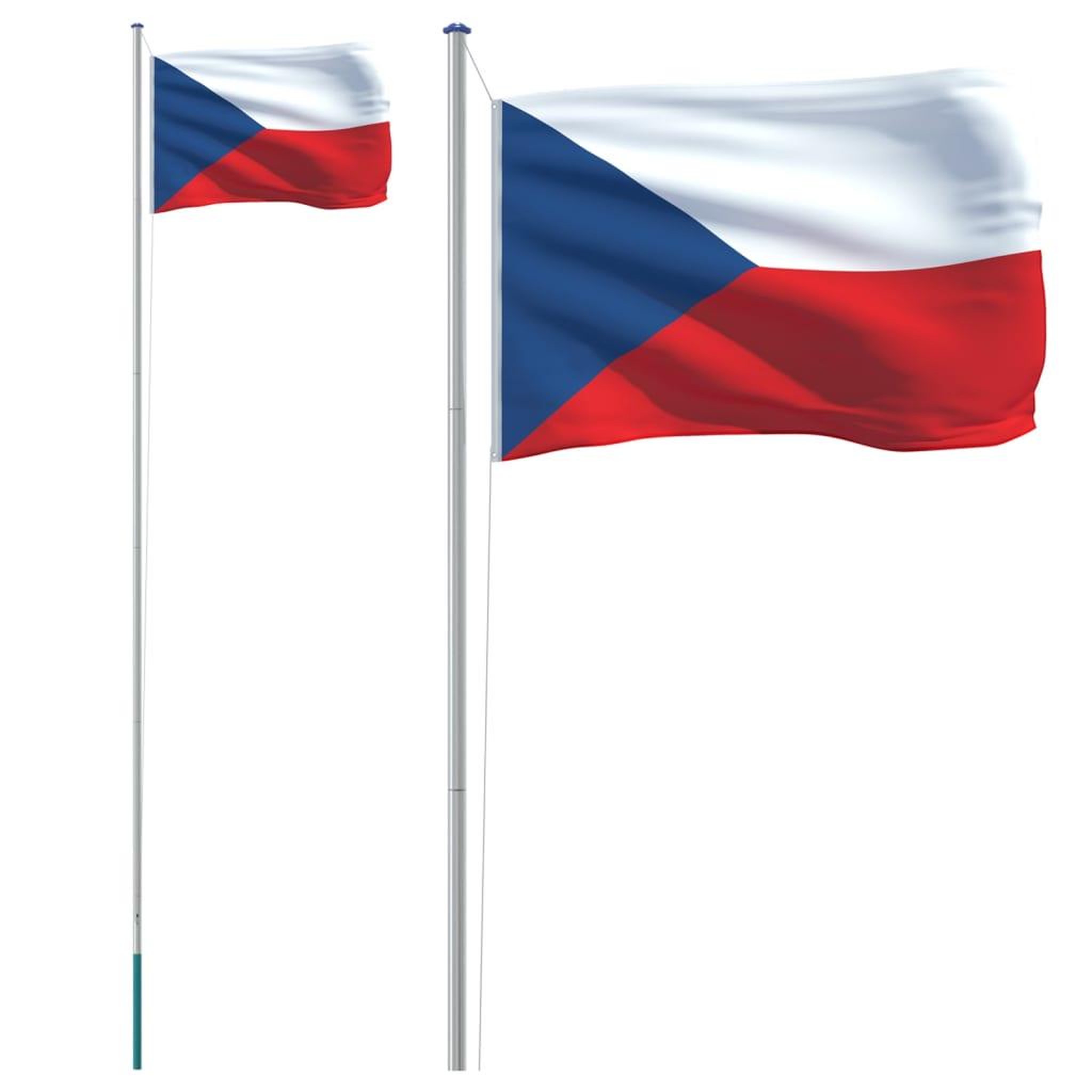 Voir la diapositive 2 : VIDAXL Drapeau tcheque et mat 6,23 m Aluminium