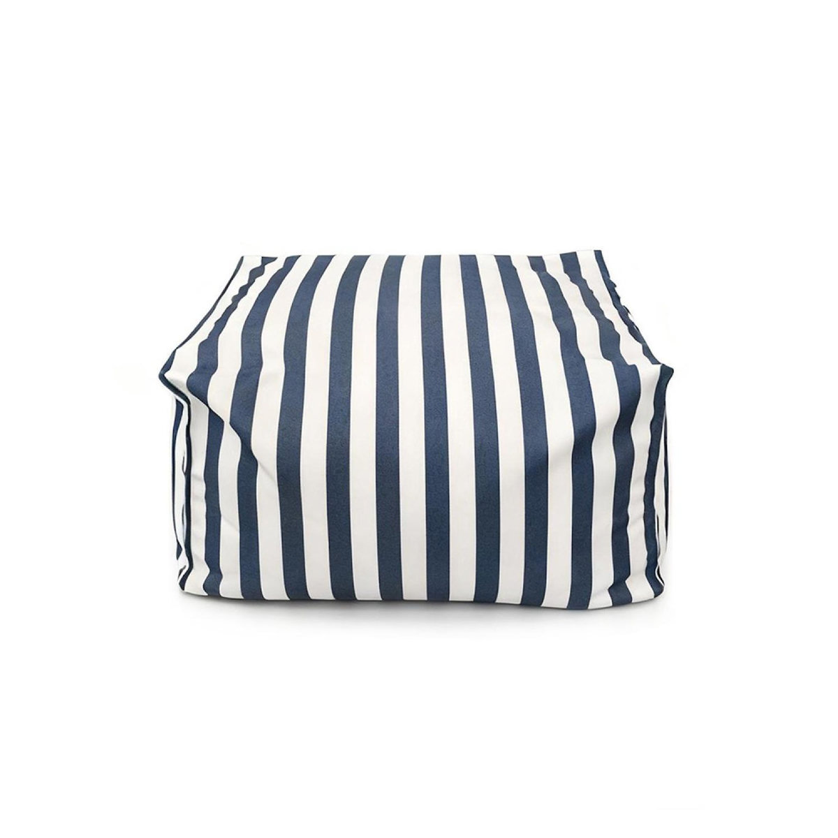 CONCEPT USINE Pouf d'extérieur rayé bleu déperlant et anti-UV – 55x65x35 cm POSITANO