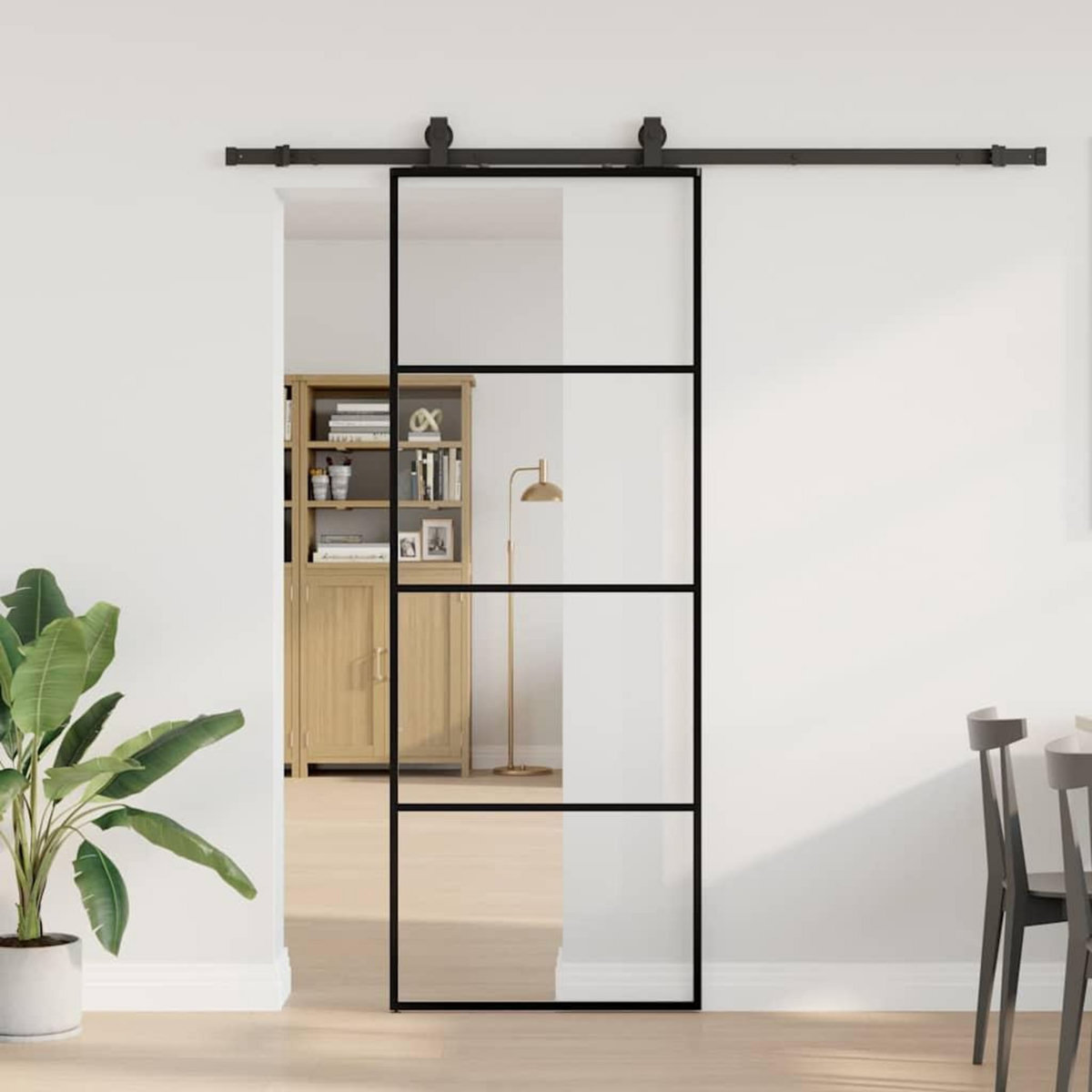 VIDAXL Porte coulissante kit de quincaillerie noir 76x205 cm verre ESG