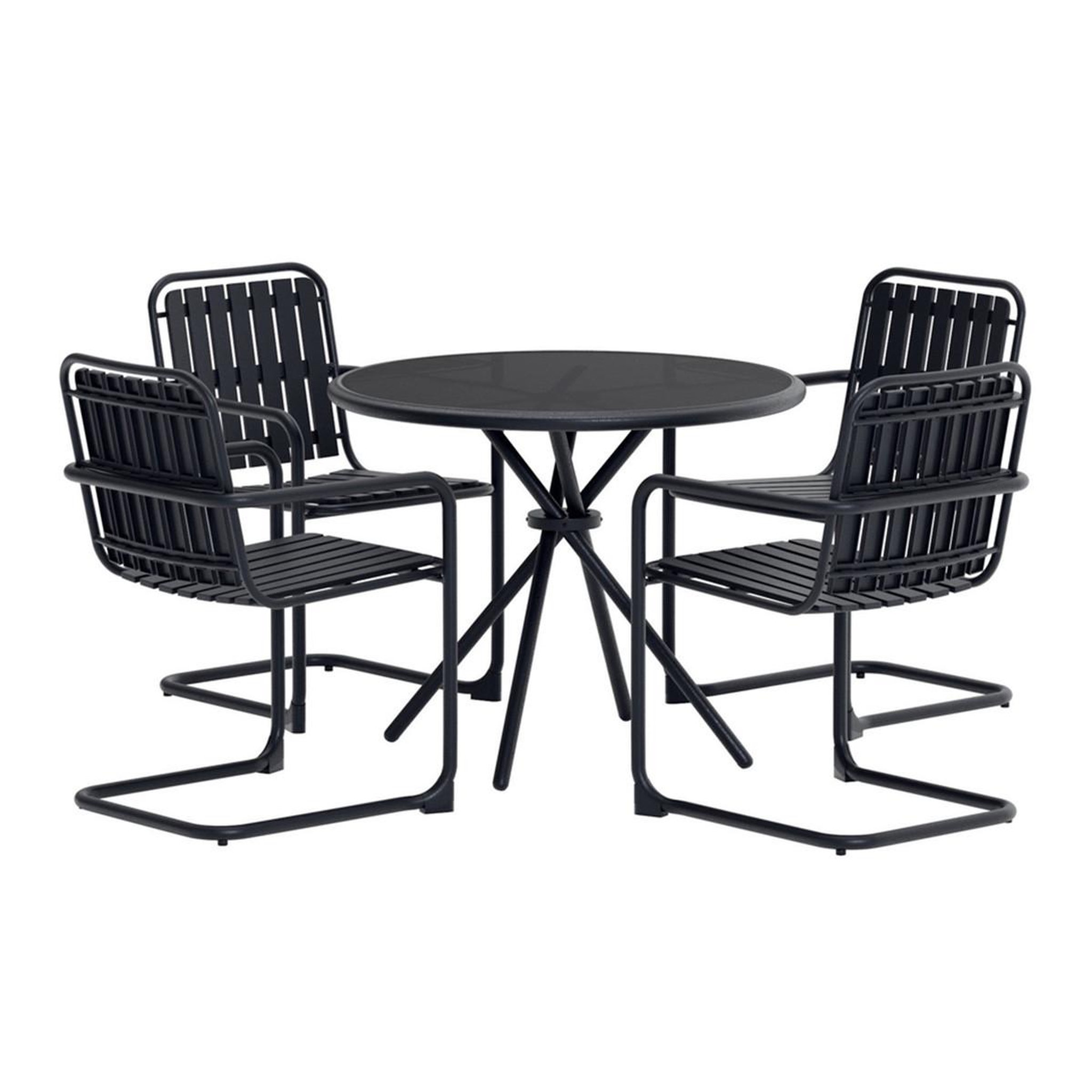 Paris Prix Ensemble Table de Jardin & 4 Chaises  Chios  90cm Noir