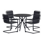 Paris Prix Ensemble Table de Jardin & 4 Chaises  Chios  90cm Noir