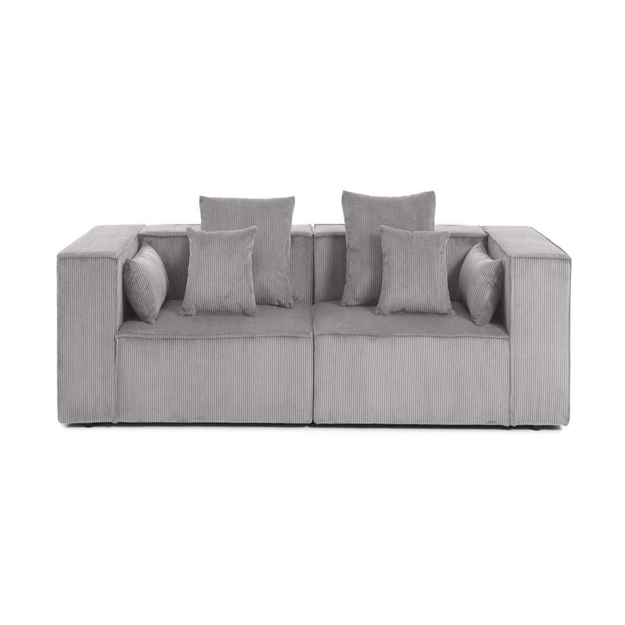 BEST MOBILIER Colombine - canapé modulable droit - 2 places - en velours côtelé. Coloris disponibles : Noir