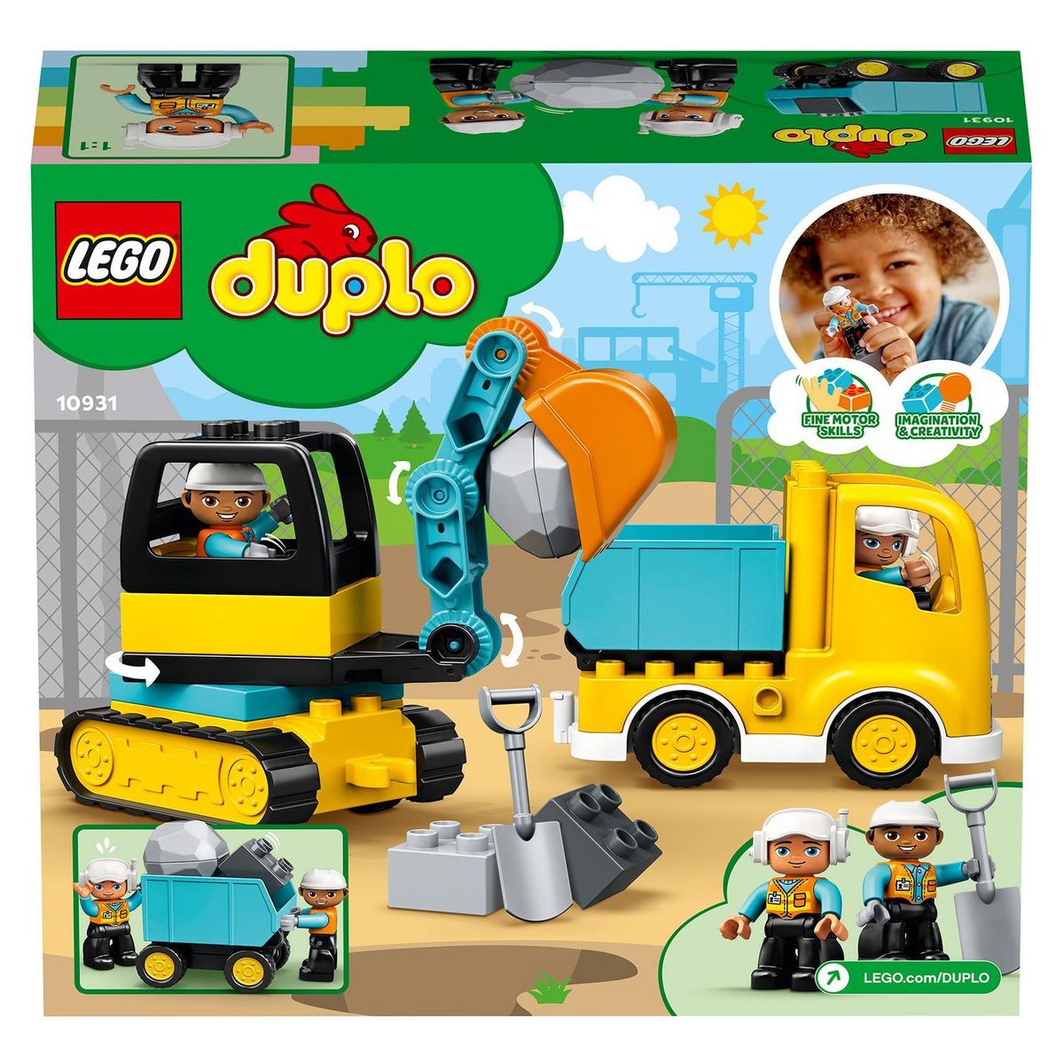 LEGO DUPLO 10931 - Le camion et la pelleteuse, Jouet Engin de Chantier pour Enfant de 2 Ans et Plus