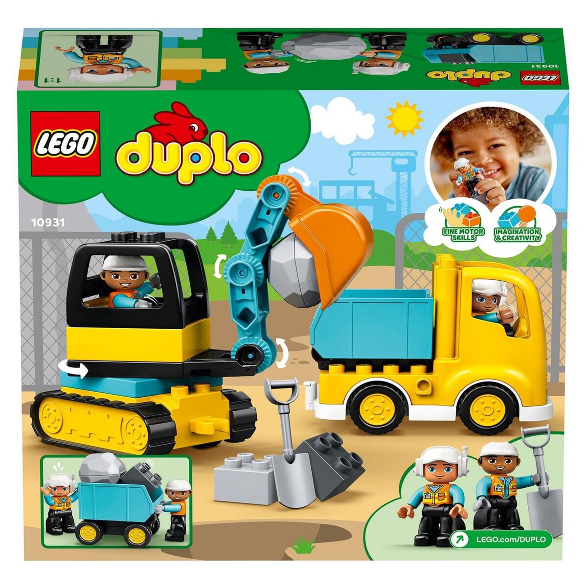 LEGO DUPLO 10931 - Le camion et la pelleteuse, Jouet Engin de Chantier pour Enfant de 2 Ans et Plus