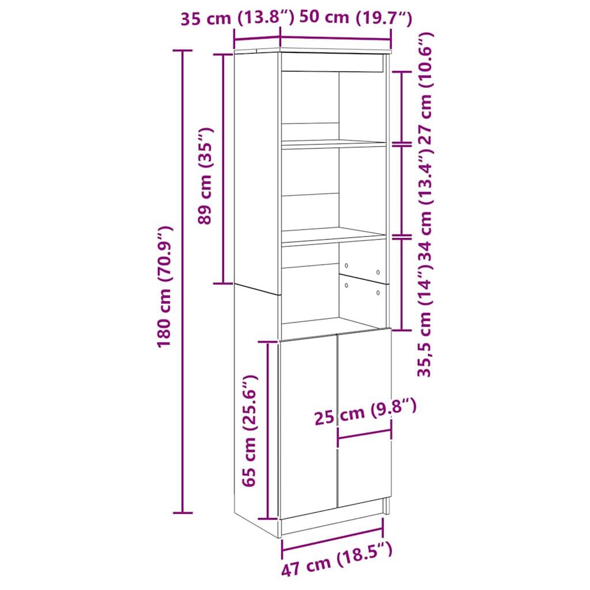 Voir la diapositive 6 : VIDAXL Buffet haut chene sonoma 50x35x180 cm bois d'ingenierie