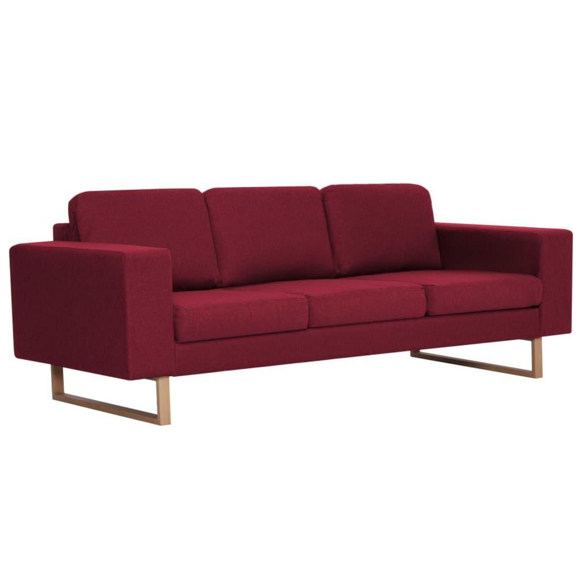 VIDAXL Canape a 3 places tissu rouge bordeaux
