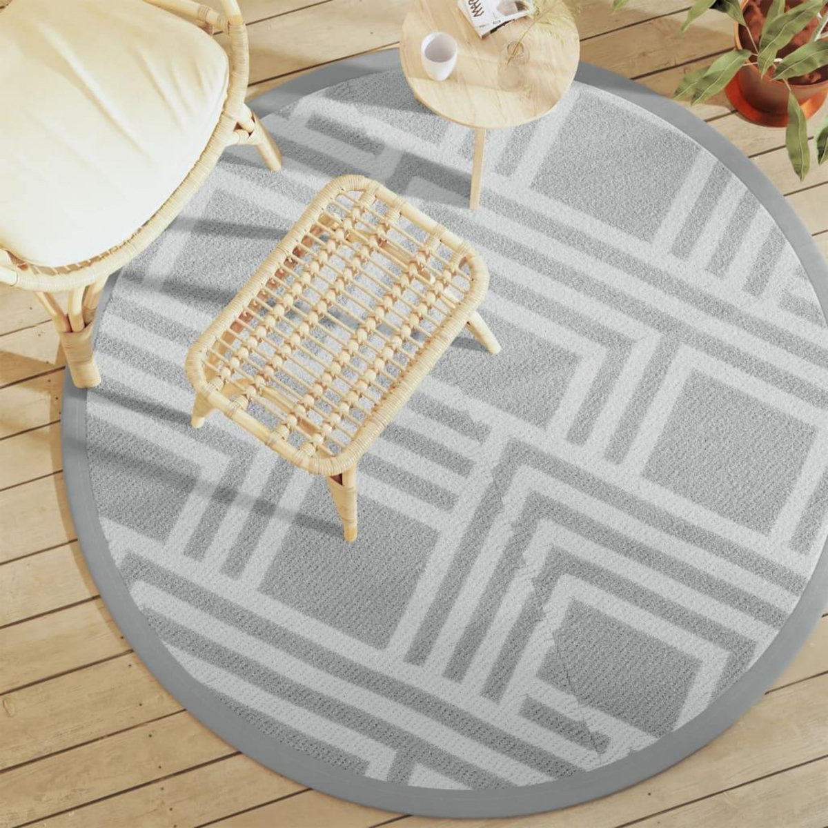 VIDAXL Tapis d'exterieur ARAKIL gris Ø160 cm PP