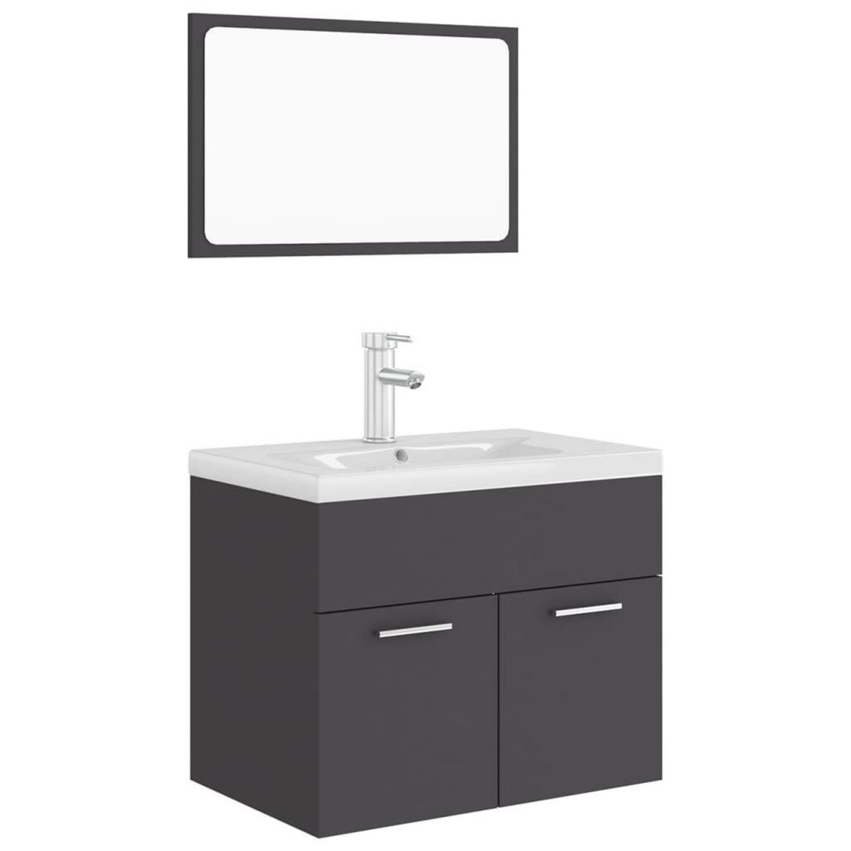 VIDAXL Ensemble de meubles de salle de bain Gris Agglomere