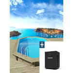 Habitat et Jardin Piscine bois   Miami 130   - 4.86 x 3.36 x 1.30 m + Pompe à chaleur  3.5 kw/h - Hayward -  Micro  - Noir