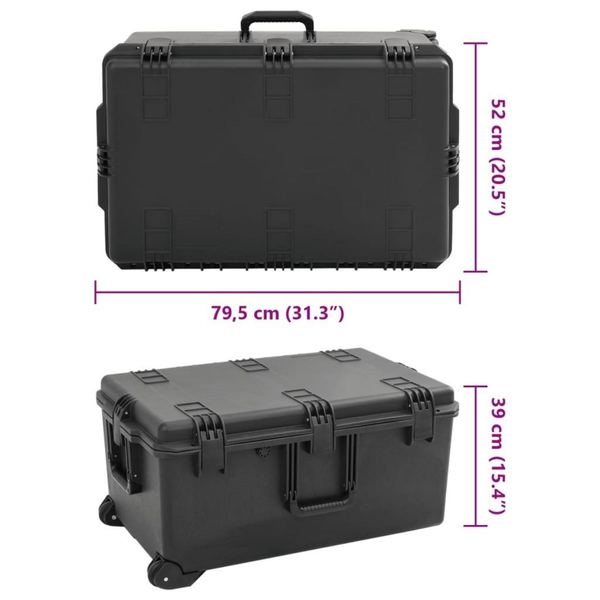 VIDAXL Valise de vol portable Noir 79,5x52x39 cm PP