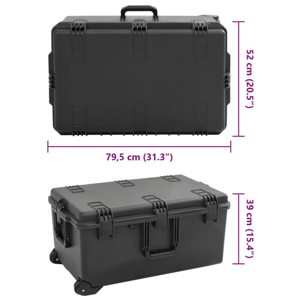 VIDAXL Valise de vol portable Noir 79,5x52x39 cm PP