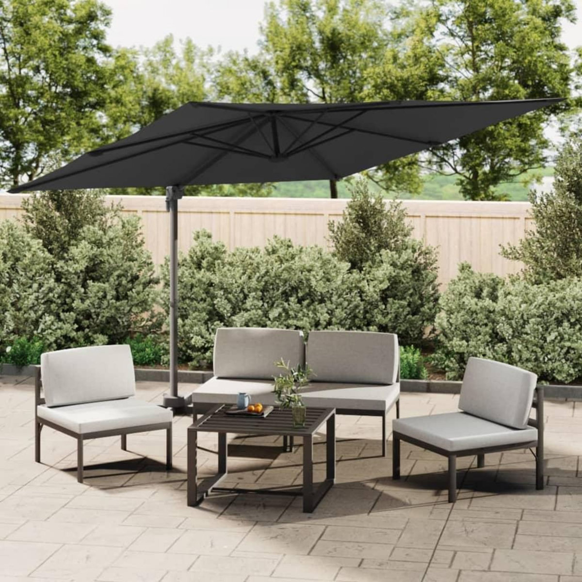 VIDAXL Parasol deporte avec mat en aluminium Noir 300x300 cm