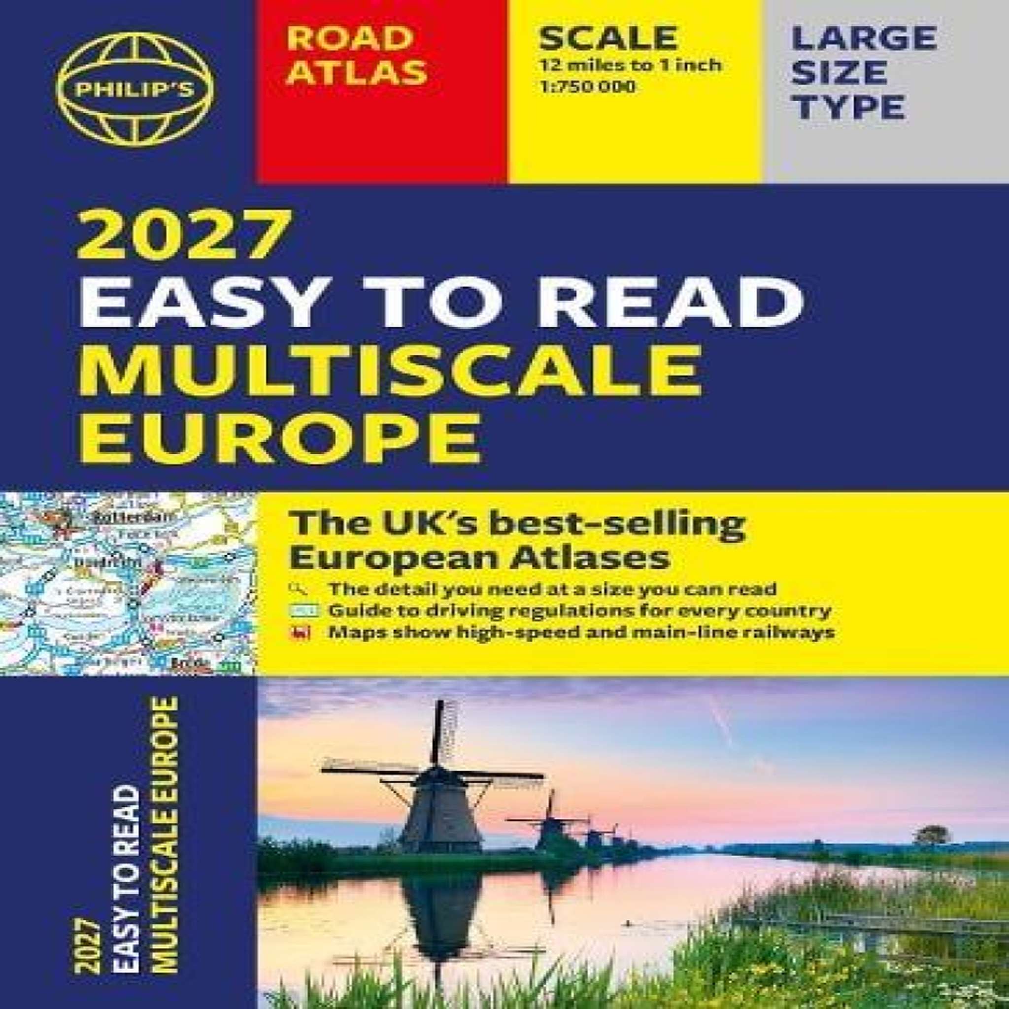 LIVRES Philip's 2027 Easy to Read Multiscale Road Atlas of Europe : A4 Paperback