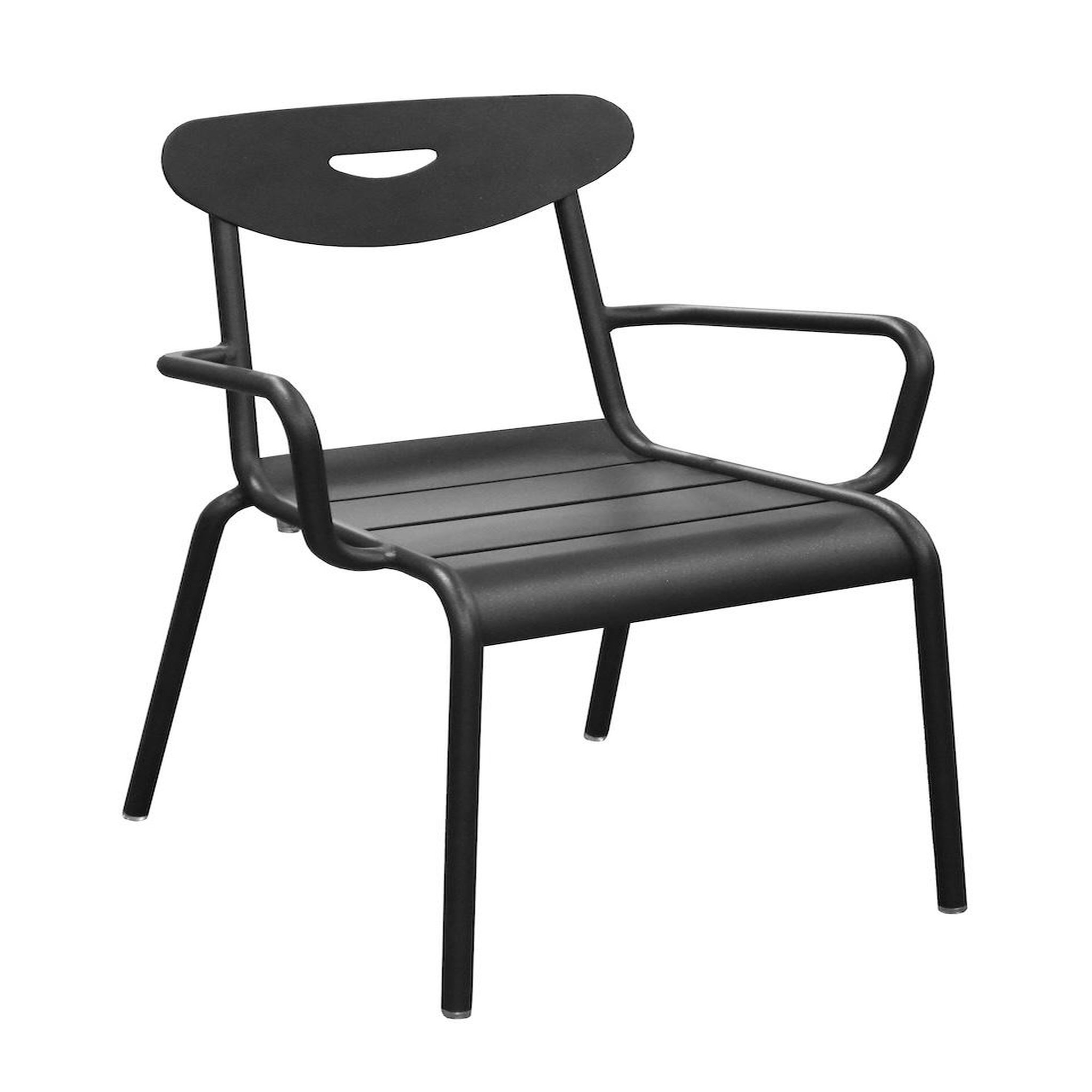Proloisirs Fauteuil lounge empilable en aluminium - SMILEY - Structure tube rond Ø 25 mm - Coloris graphite