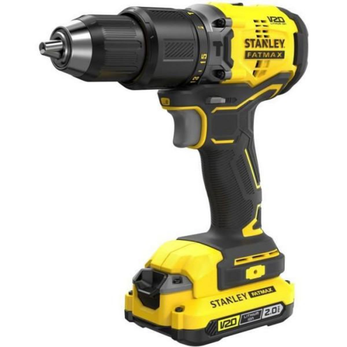 STANLEY FATMAX Perceuse visseuse a percussion Brushless 60 Nm - Lithium 18V - 2 Batteries 2Ah - STANLEY FATMAX V20 - SFMCD715D2K-QW